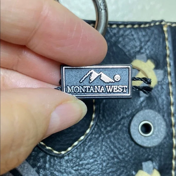 Montana West Concealed Carry Black and Gray Studded Tote - Picture 3 of 14